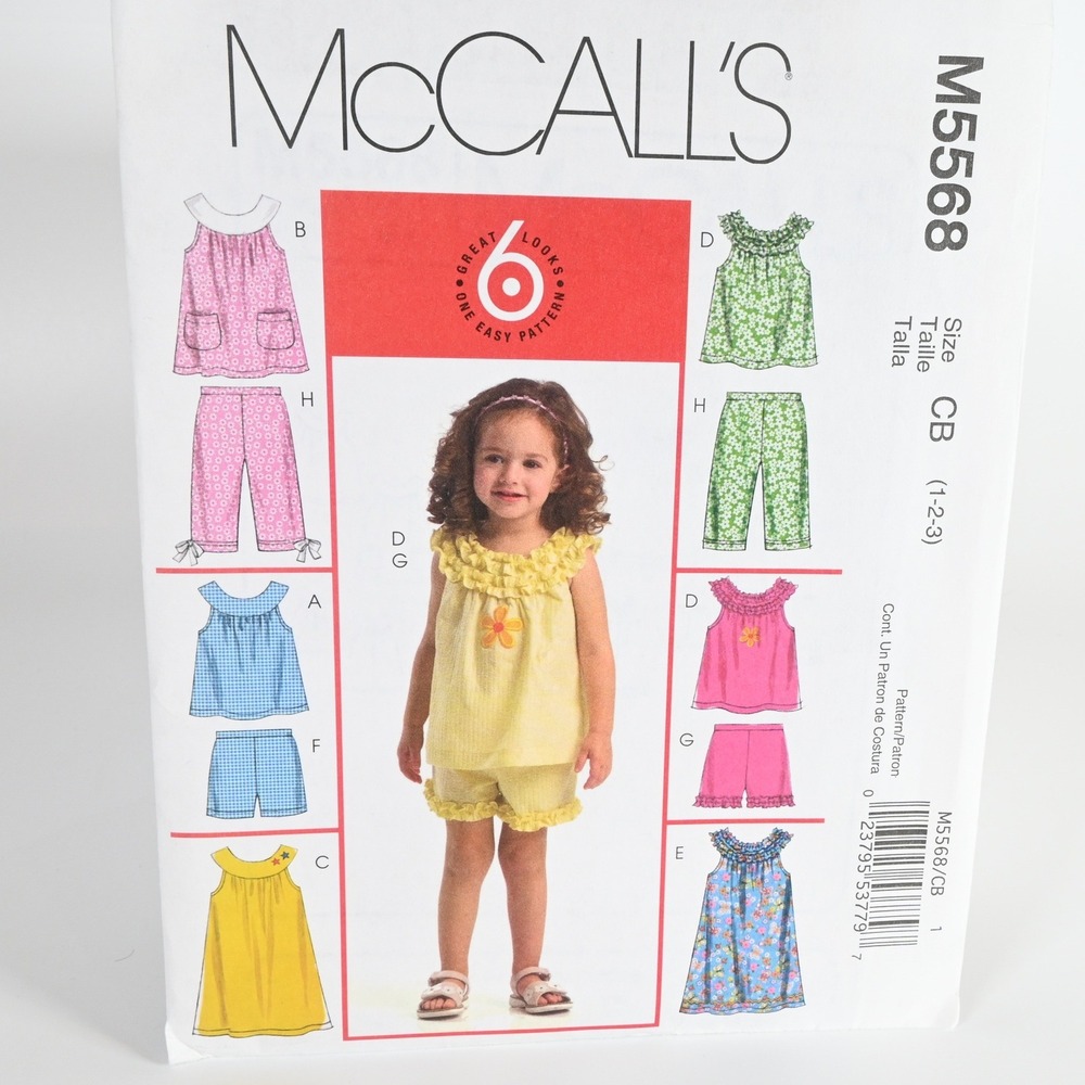 McCall's Sewing Pattern Toddlers Size 1-2-3 M5568 Uncut Factory Folded